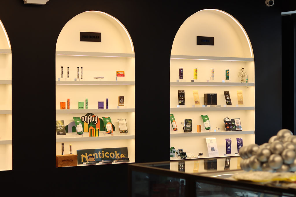 products on display at a cannabis shop
