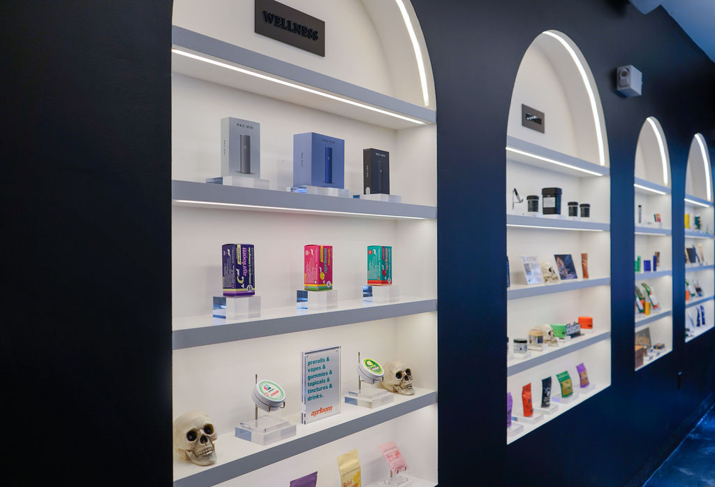 cannabis tinctures on display at chrome flwrs dispensary